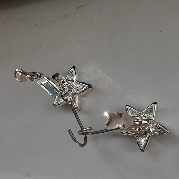 Silver tone star drop earrings - Picture 6 of 7